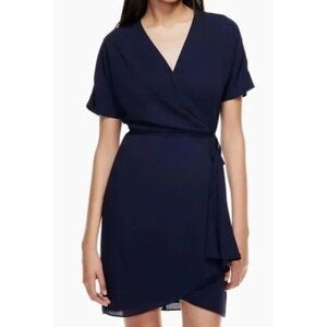 Babaton Aritzia Wallace Chiffon Black Wrap Dress Size Med Party LBD Classic EUC